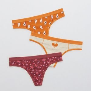 Aerie Halloween Cotton Thong 3pack NWT